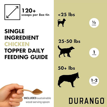 Durango Chicken Dog Food Topper, Single-Ingredient Dried Chicken Dog Food Topper for Dry Food, High Protein Dried Mixer, Picky Eater Meal Enhancer, 120+ Servings
