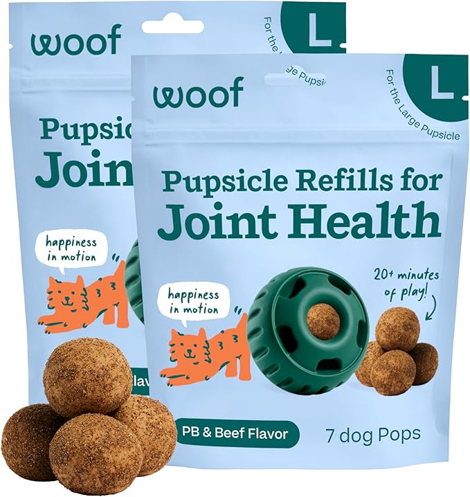 WOOF Hip & Joint Pupsicle Refill Pops - Dog Joint Supplement for The Pupsicle Toy to Support Joint Health, Recovery, and Mobility - Large Pops - 2 Pack