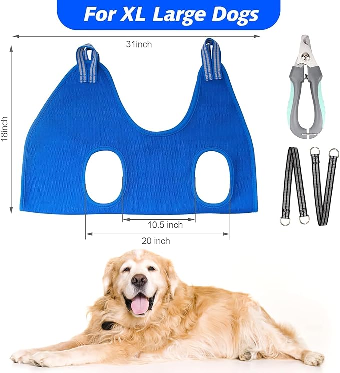 ATESON Pet Grooming Hammock with Nail Clippers/Nail Trimmers/Grooming Scissors, Dog Grooming Harness for Nail Trimming, Pet Grooming Sling Helper