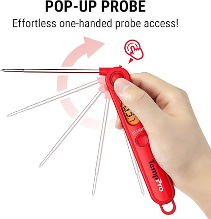 TempPro TP03B Digital Meat Thermometer for Cooking, Instant Read Thermometer with Backlight, Kitchen Food Thermometer for Grill Smoker BBQ Oil Deep Fry Candy Bread Coffee (Previously ThermoPro)
