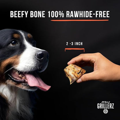 Scott Pet Grillerz 2-3 inch Beefy Bone, 1 Count, Rawhide Free, All Natural Treat for All Breeds, Long Lasting, Easy to Digest, Dog Chew for Healthy Teeth