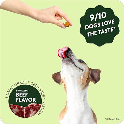 Chewable Flea and Tick Prevention for Dogs - 120 Chews (Beef) - Vet-Recommended Natural Supplement - Made in USA - Oral Dog Flea and Tick Treatment Treats for All Breeds & Sizes - VetGrade™