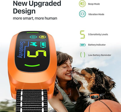 FAFAFROG Dog Bark Collar, Rechargeable Smart Collar, Anti Barking Training Collar with 5 Adjustable Sensitivity Beep Vibration, Bark Collar for Large Medium Small Dogs (Orange)