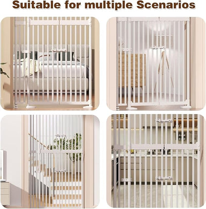 Glaf 74" Extra Tall Cat Gat, 30.31-38.19" Wide Adjustable Cat Door Pressure Mounted Pet Gate with Extra Narrow Gap Auto Close Dog Safety Gate for Doorways, Kitchen,Stairs