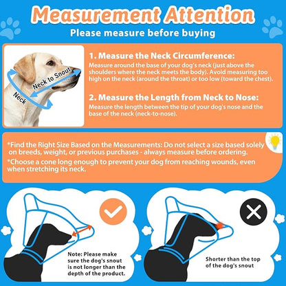 Extended Dog Cone to Stop Licking, Adjustable Depth, Transparent Recovery Collar for Large Medium Dogs, Soft E-Collar After Surgery Neuter with Reflective Strip for Night Visibility M