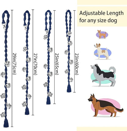 Dog Bells to Go Outside & Puppy Potty Training, Adjustable Dog Door Bell Ring to Go Potty, Handmade with Premium Yarn. Twisted Style, DarkBlue