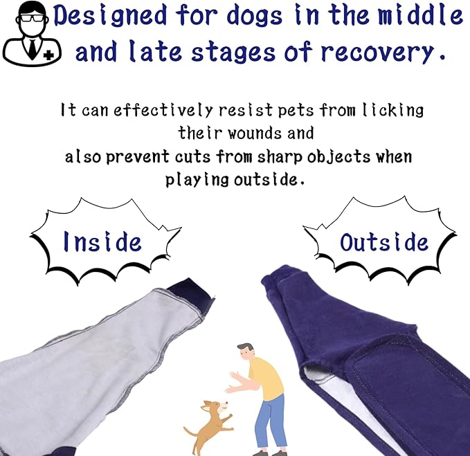 Xqpetlihai Dog Sleeves for Licking Dog Knee Brace After Surgery Wear for Dogs Abrasion Resistant Dog Recovery Sleeve for Dogs Cone Collar Alternative(L)