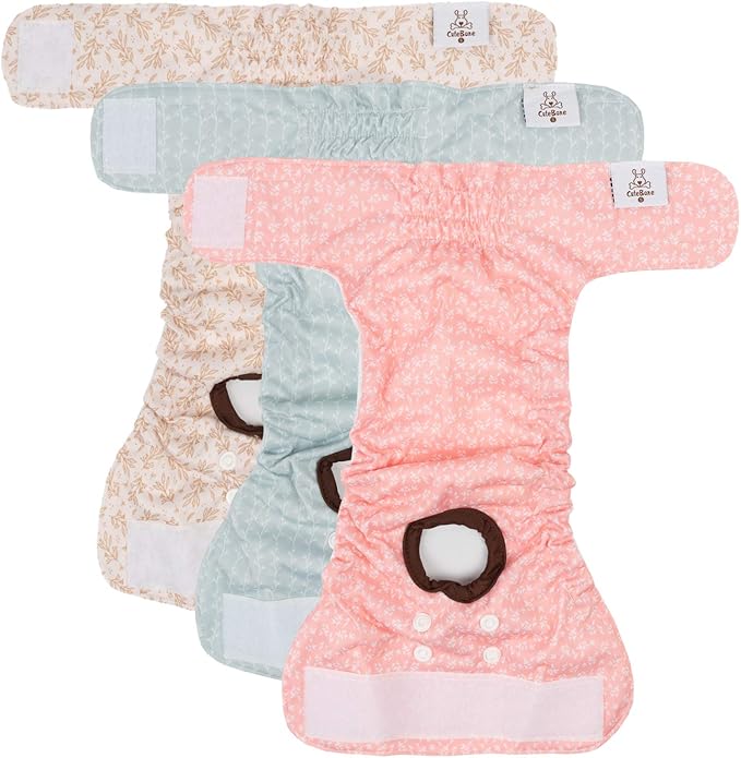 CuteBone Dog Diapers Female Washable Small Medium Large 3 Pack Reusable Doggie Diapers Puppy Period Pants for Doggy Heat Cycle Peeing