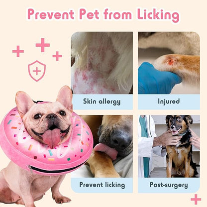 Inflatable Dog Pillow Cone Collar After Surgery, Donut Soft Neck Cone for Chihuahua Pomeranian Small Dogs, etc, Recovery E Collar to Stop Licking Pink