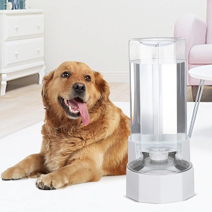 RIZZARI Automatic 9L Gravity Stainless Steel Pet Waterer, Fortunate Angular Water Feeder with Edges, Safe and Large Capacity, Suitable for Small and Medium-Sized Cats and Dogs (9L with Filter), White