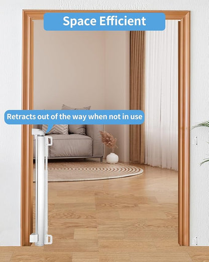 Veraste Retractable Baby Gate for Doorways and Stairs, Mesh Safety Gate for Pet, Indoor & Outdoor Use, One-Hand Operation, Easy Installation, 33.6" Tall, Expands to 71" Wide（White,33.6"x71"）