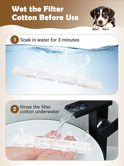 Kastty 15L Dog Water Fountain Filter Replacement, Pet Fountain Filters Replacement Made of Activated Carbon and PP Cotton, 8 Pack Dog Water Bowl Filters 8 Pack Pre-Filter Sponge with 8 Pump Sponge L05