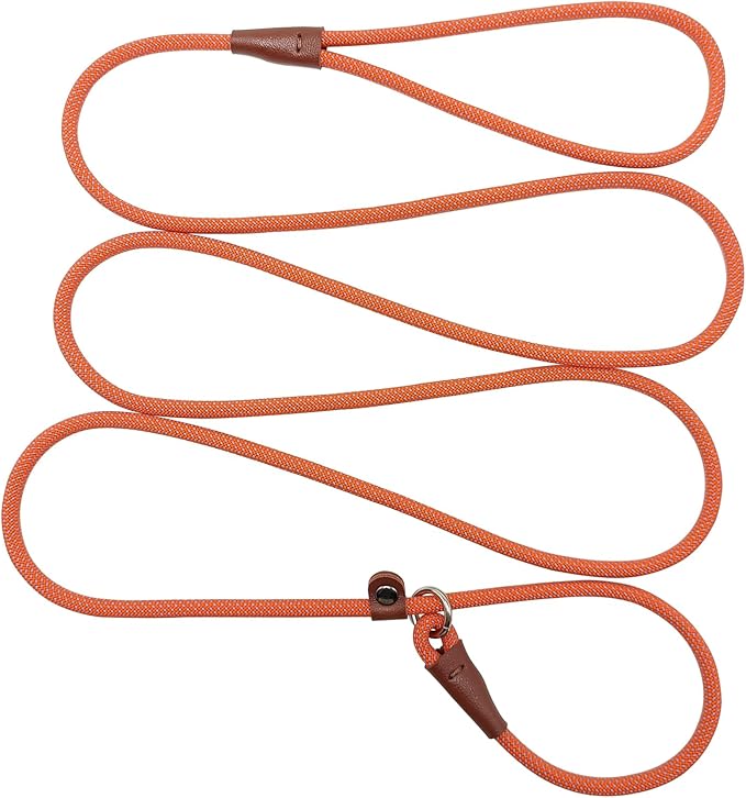 BTINESFUL 7ft Slip Lead Dog Leash, 1/4" Dog Training Leash for Small Medium Dogs, 14+ Colors, Nylon Rope No-Pull Lead