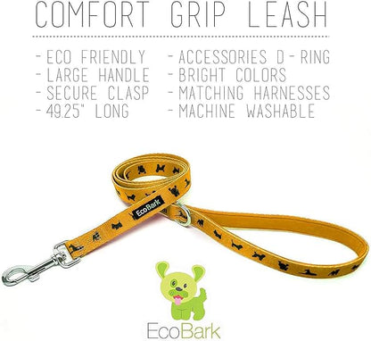 EcoBark Dog Leash - Soft & Reflective Comfort Leashes with Padded Handle - Safe, Strong, & Durable for Small, Medium or Large Dogs (Yellow)
