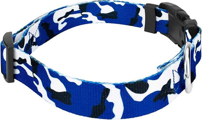 Country Brook Petz - Royal Blue and White Camo Everyday Dog Collar and Leash Limited Edition - Sports and Athletics Collection Featuring Spirited Designs (1 Inch, Medium)