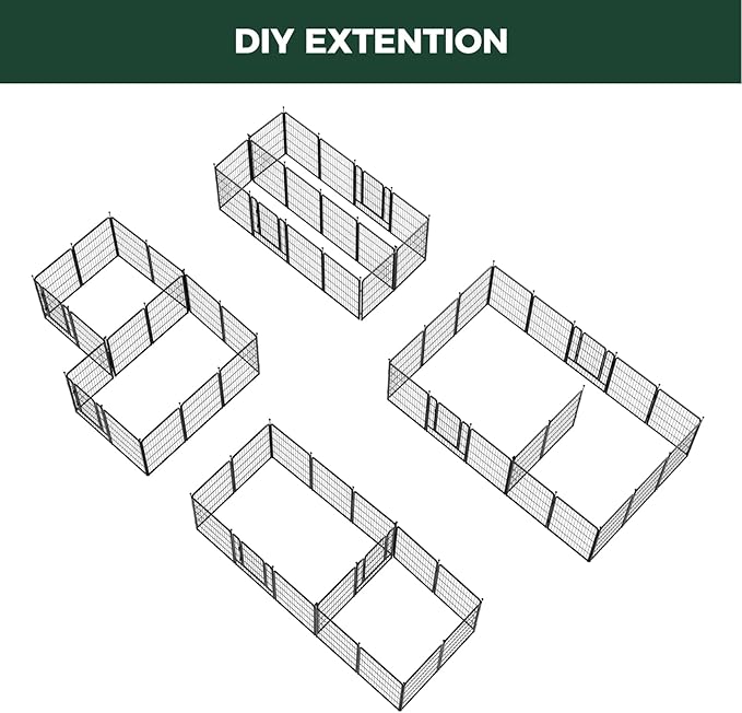 FXW Rollick Unleashed Dog Playpen for Indoor, Yard, RV Camping, 40 inch 16 Panels Dog Pen with Connectors (Pack of 2) for Medium and Large Dogs│Patented