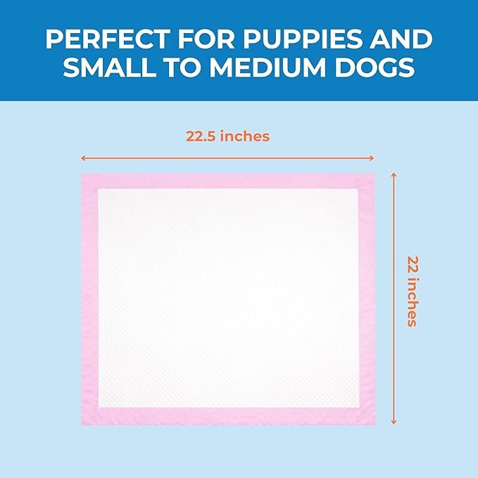 Best Pet Supplies Puppy Pads (22.5 x 22 Inches) - Disposable, Dog Training Potty, Super Absorbent Baby Pink Puppy Pee Pads for Dogs (300 Count)
