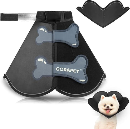 Dog Cone Collar Alternative, Partially Detachable Hard & Heavy Cone for Small Dogs (Yorkshire Pomeranian), Elizabethan Adjustable Protective Dog Neck Head Recovery Cone After Surgery Anti Licking