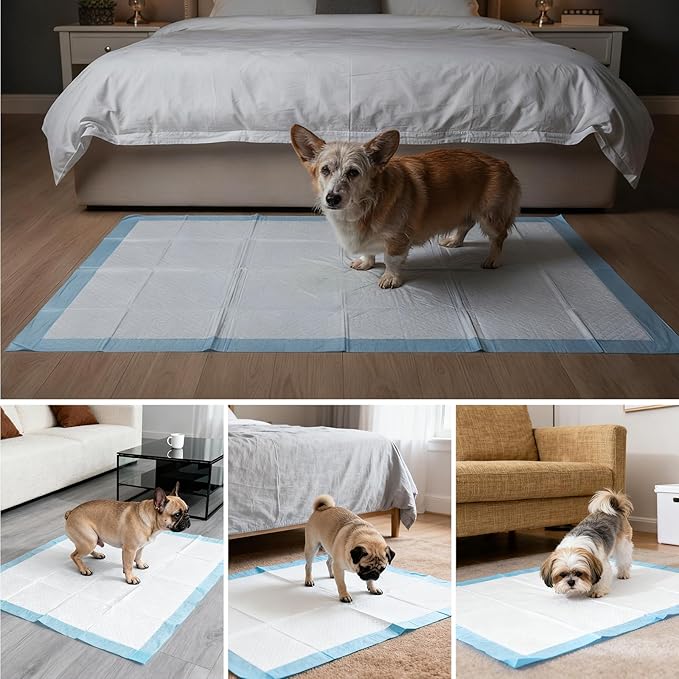 Gimars XL 6-Layer Ultra Absorbent 1200ml 48-Hour Leak-Proof Dog Pee Pads, Quick Dry Extra Large Puppy Pads for Puppy Training, Senior & Incontinent Dogs, Cats, Overnight Use, 28"x34", 30 Count