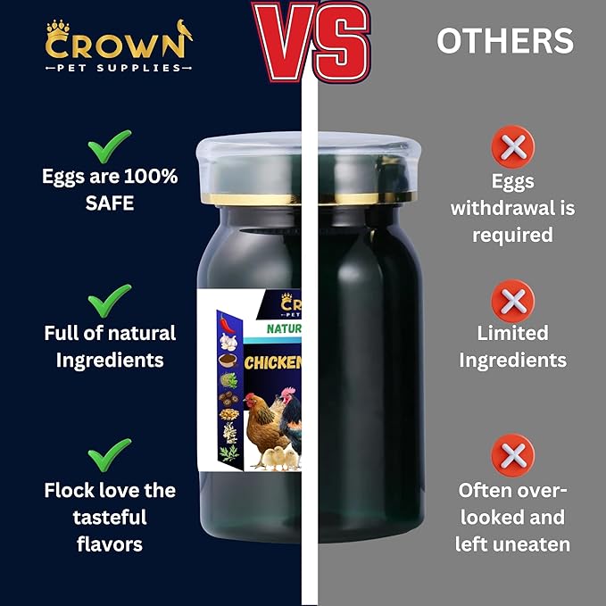 Chicken Dewormer Support for Laying Hens with Chili, Garlic, & Pumpkin Seed, All-Natural Formula, 100 Tablets, Safe for Eggs During Use, Poultry Supplement, Made in USA, Chickens & Poultry of All Ages