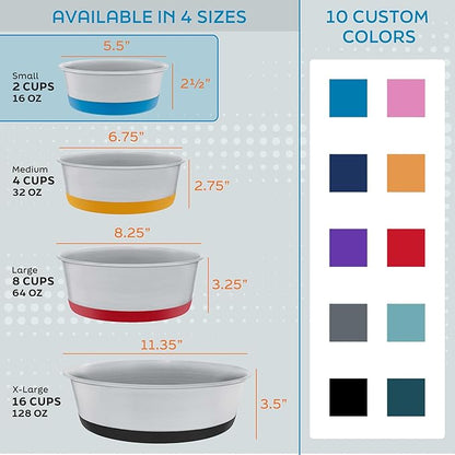 Master Pet Supply Stainless Steel Dog Bowls Set of 2 with Extra Thick Silicone Base - 2 Cup (16 oz) Navy Blue, Non-Slip, Dishwasher Safe Metal Bowls, Pet Dog Food Bowl for Dogs, Cats, Anti Rust