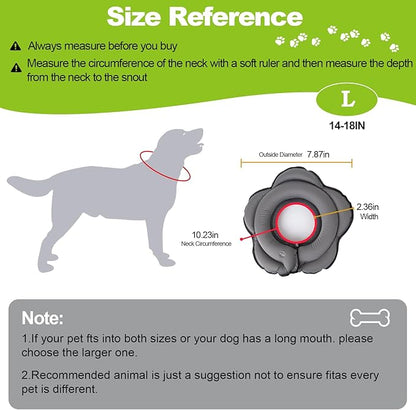Dog Cone Collar for Large Dogs, Soft Inflatable Dog Donut Alternative After Surgery, Adjustable Protective Pet Recovery Collar, Donut Recovery Collar Prevents Licking for Dogs (Gray, L)