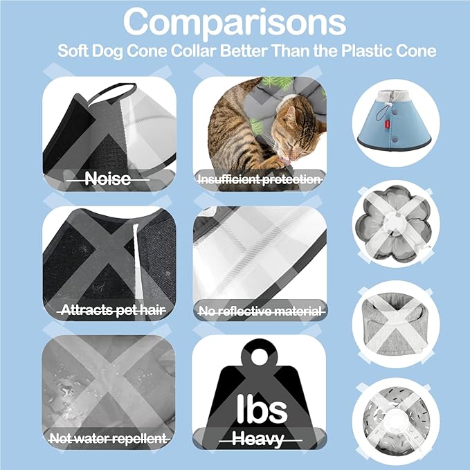 Soft Dog Cone for Small Dogs & Cats, Comfy Dogs Recovery Collar After Surgery, Adjustable E Collar Alternative to Stop Licking, Protective Pets Cones for Pup&Kitty, Comfortable Dog Cones