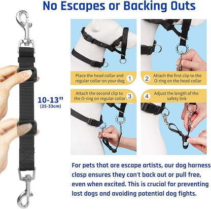 BARKLESS Dog Training Head Collar for Pulling, No Pull Head Halter with Adjustable Safety Strap, Anti-Pull Soft Padded Muzzle Leash for Walking Training Leash Reactive Large Dogs