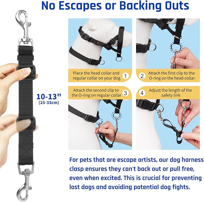 BARKLESS Dog Training Head Collar for Pulling, No Pull Head Halter with Adjustable Safety Strap, Anti-Pull Soft Padded Muzzle Leash for Walking Training Leash Reactive Medium Dogs