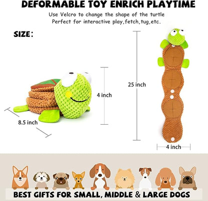 lilfrd Dog Puzzle Toys - Enrichment Squeaky Crinkle Snuffle Treat Dispensing Smart Dog Toys for Boredom and Stimulating, Durable Plush Toys for Large Medium Small Breed - Turtle