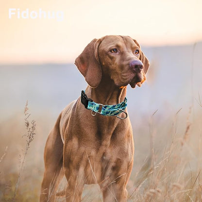 Reflective Martingale Collar with Buckle Adjustable Nylon Training Pet Collars for Large Dogs (Turquoise Shell, L)