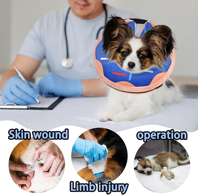 Inflatable Dog Cone Collar After Surgery, Soft Dog Neck Donut Collar, Blow up Donut E-Collar for Small Medium Large Dogs and Cats, Dogs Recovery Cone Alternative