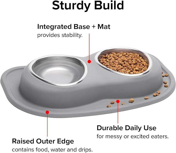 WeatherTech Double Low Pet Feeding System - Compact and Portable Dog/Cat Food and Water Station - 32 oz (4 Cups) Tan (DL3203TN)