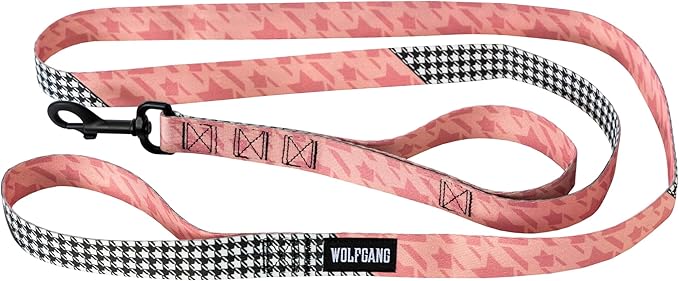 Wolfgang Heavy Duty Dog Leash, Pull-Tested to Over 800 lbs for Walking & Training, HoundsPink Print, Dual-Handle Large