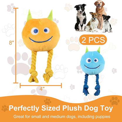 lilfrd Dog Toys for Small Dogs - 2 Pack Squeaky Rope Plush Dog Toys for Small and Medium Breed, Puppy Toys to Keep Them Busy