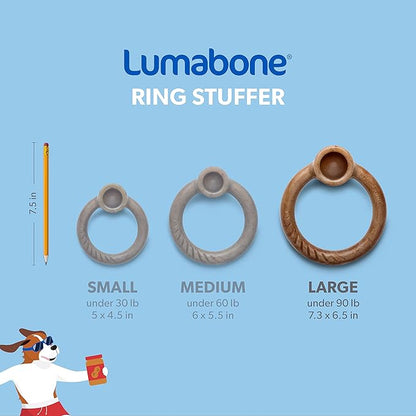 Lumabone Ring Stuffer Durable Chew Toy for Aggressive Chewers, Real Bacon, Made in USA, Large