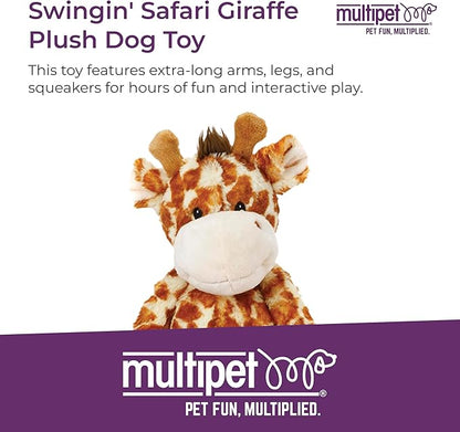 Multipet Swingin Safari Giraffe Dog Plush Toy - Squeaky Toys for All Dogs - Extra Soft Plush - for Cuddling & Playing - Cute Dog Pet Toy (19", 5 Squeakers)