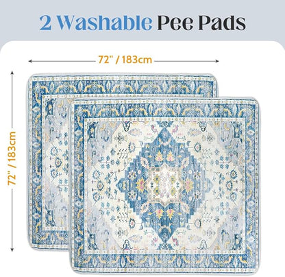 Washable Pee Pads for Dogs 2 Pack Reusable Puppy Training Pads 72"x72" Super Absorbent Waterproof Dog Training Pads, Non-Slip Potty Pads Whelping Pads Litter Mat Pet Supplies - Orange/Mix