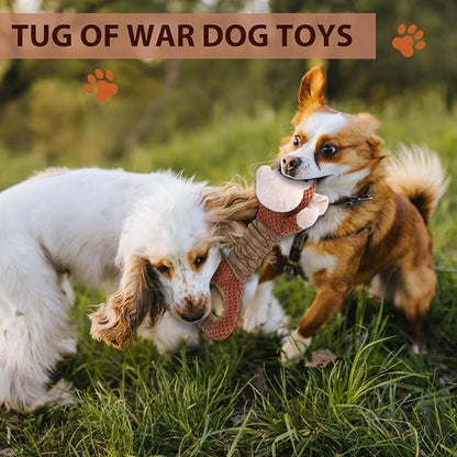 Letsmeet Squeaky Dog Toy with Crinkle Paper, Pull Interactive Plush Chew Toy for Puppies, Small, Medium, Large Dogs - Great for Tug of War and Teeth Cleaning