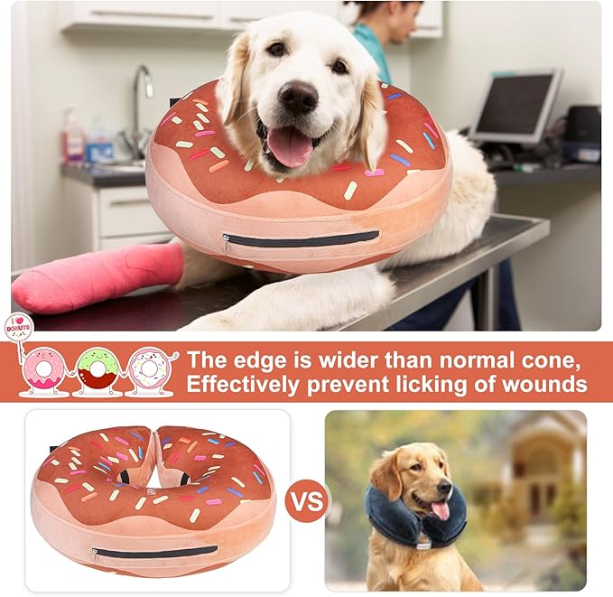 BEAUTYZOO Dog Cone Alternative After Surgery for Large Medium Small Dogs, Soft Inflatable Cone Collar for Dogs Cats, Dog Neck Donut E Collar Dogs Recovery Collar to Stop Licking, Chocolate Brown, XL