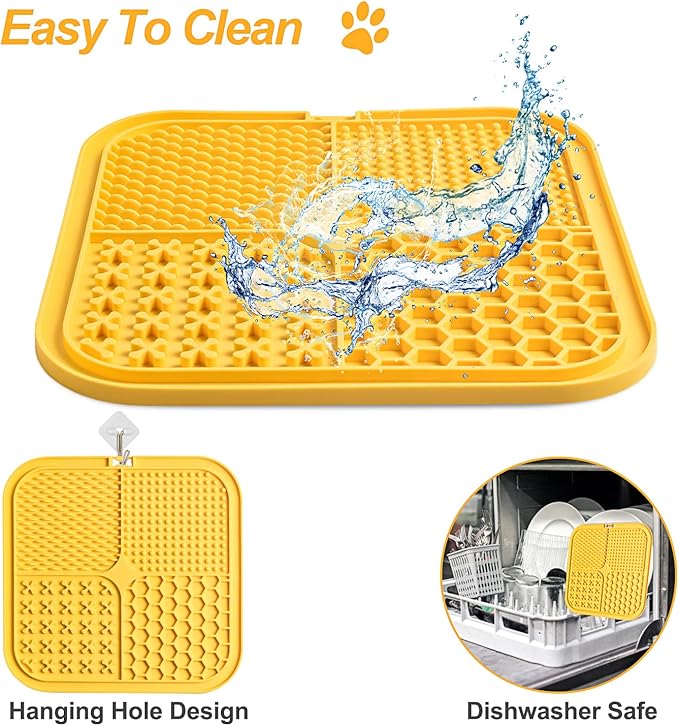 LUKITO Premium Silicone Licking Mat for Dogs & Cats, 77 Suction Cups, Slow Feeder, Boredom Reducer, Anxiety Relief, Dishwasher Safe, Food Grade