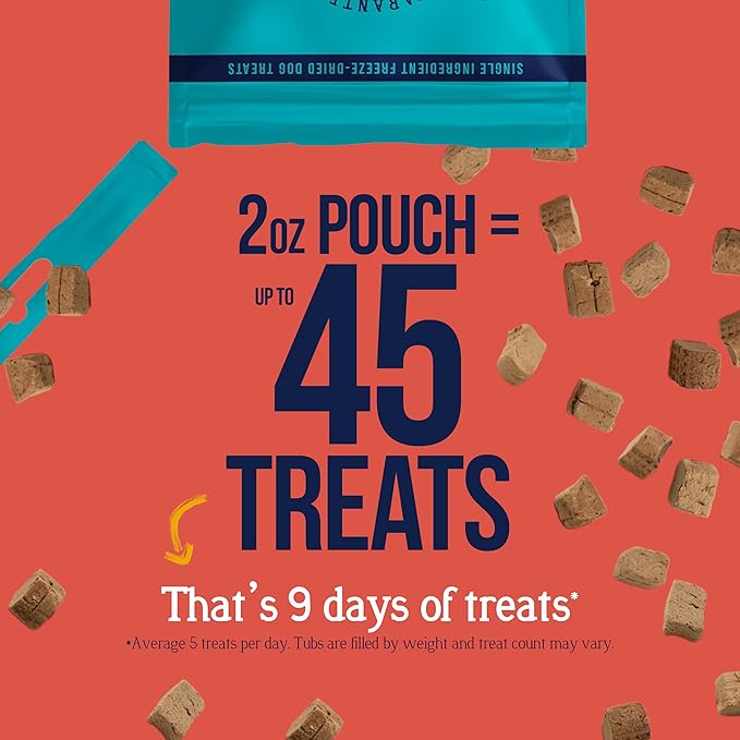 Stewart 100% Beef Liver Dog Treats, 2 oz Pouch, ~45 Pieces, Freeze Dried Raw, Single Ingredient, 50% Protein Training Treats or Meal Topper, Grain Free, Gluten Free