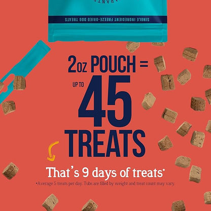 Stewart 100% Beef Liver Dog Treats, 2 oz Pouch, ~45 Pieces, Freeze Dried Raw, Single Ingredient, 50% Protein Training Treats or Meal Topper, Grain Free, Gluten Free