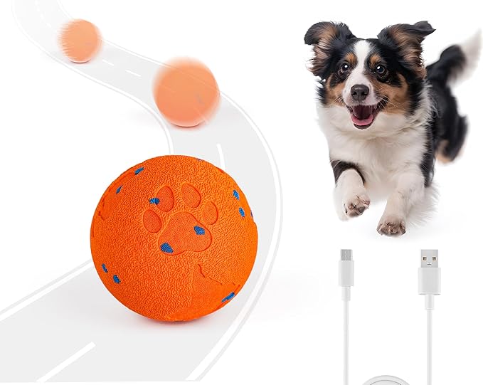 ALL FOR PAWS Interactive Dog Toy, Smart Moving Ball with 2 Play Modes, E-TPU Material, USB Rechargeable Motion-Activated Bouncing Ball for Medium Large Dogs, Automatic Rolling Keeps Dog Busy