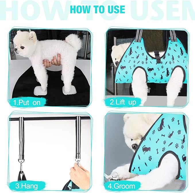 ATESON Dog Grooming Hammock - Pet Harness for Grooming Nail Trimming (XXL 120lb), Dog Sling for Nail Clipping, Dog Hanging Holder for Cutting Nail with Nail Clippers