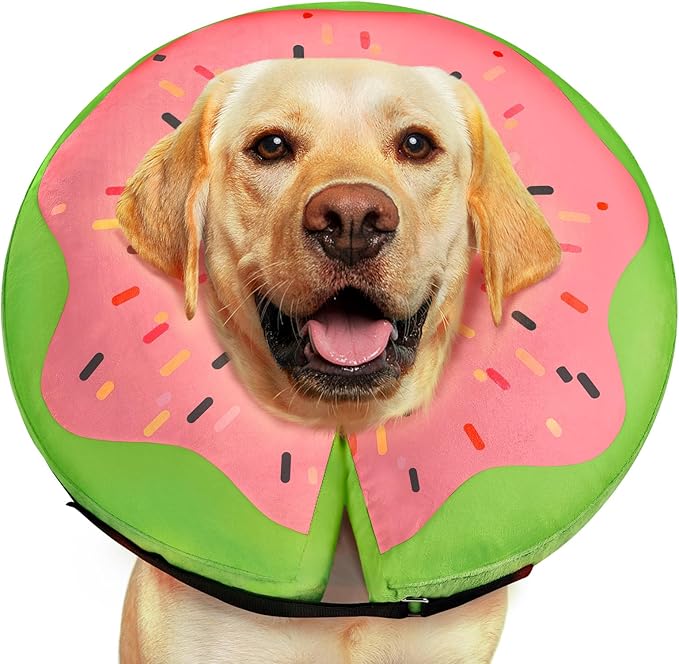 Gimars Large Inflatable Dog Cone Alternative Dog Donut Collar After Surgery, Soft Dog Neck Pillow Recovery Cone, E Collar and Elizabethan Collar Alternative for Medium and Large Dogs