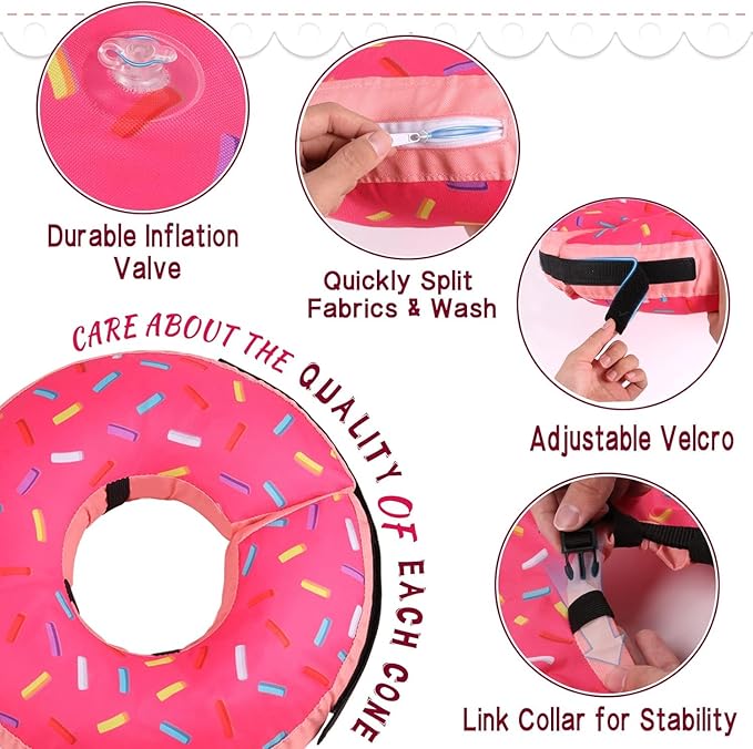 Inflatable Soft Dog Cone Collar for Small Medium Large Dogs & Cats Alternative After Surgery, Blow Up Pet Donut Neck Prevent from Biting Scratching, Comfy Adjustable Recovery Pillow