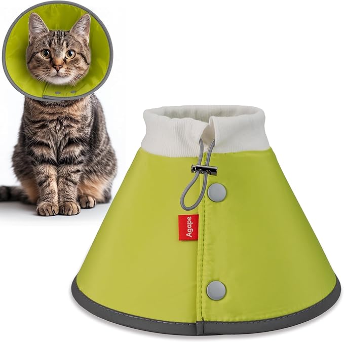 Agape Soft Cone for Cats & Small Dogs, Comfy Pet Cone to Stop Licking, Adjustable Cat E Collar Alternative After Surgery, Protective Elizabethan Collar for Pup & Kitty, Water Repellent Recovery Cone
