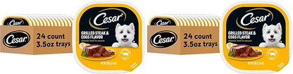 Cesar Classic Loaf in Sauce Adult Wet Dog Food Grilled Steak & Eggs Flavor, 3.5 oz Easy Peel Trays, 24 Count (Pack of 2)