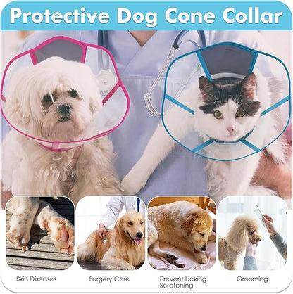 Allroaring Dog Cone, Adjustable Dog Cone Collar, Soft Cones for Large Dogs, Elizabethan Collar for Pet After Surgery, Pet Recovery Collars & Cones to Stop Licking Lightweight E-Collar, Bluegreen XL